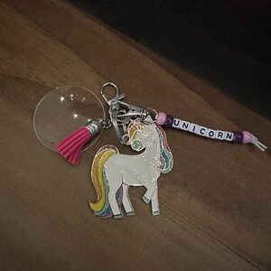 Handmade Unicorn Keychain Rainbow Charm Beaded Name Tassel Cute Gift Accessory